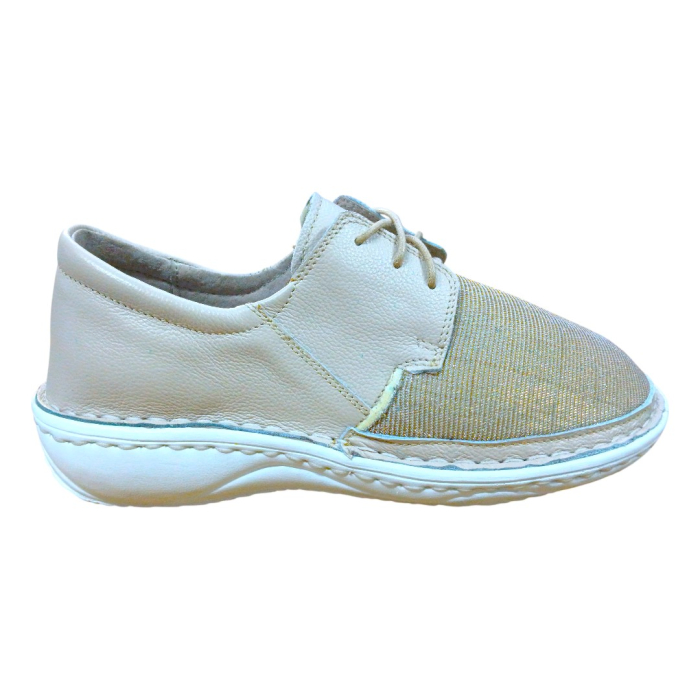 Pantofi Damă din Piele și Material Elastic-9100 Crem [3]