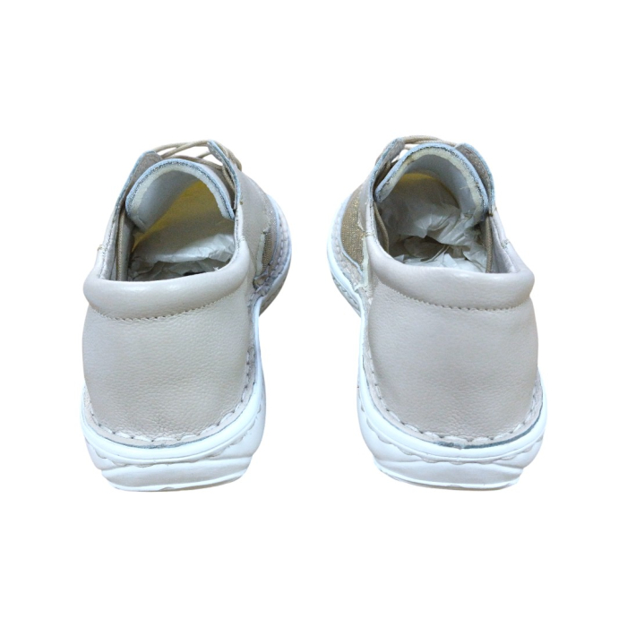 Pantofi Damă din Piele și Material Elastic-9100 Crem [4]