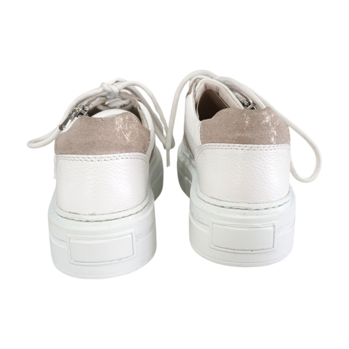 Pantofi Sport Dama din Piele Naturală cu Platformă și Fermoar - Alb [5]