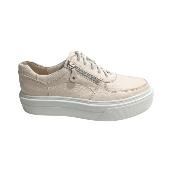 Pantofi Sport Dama din Piele Naturală cu Platformă și Fermoar - Bej [2]