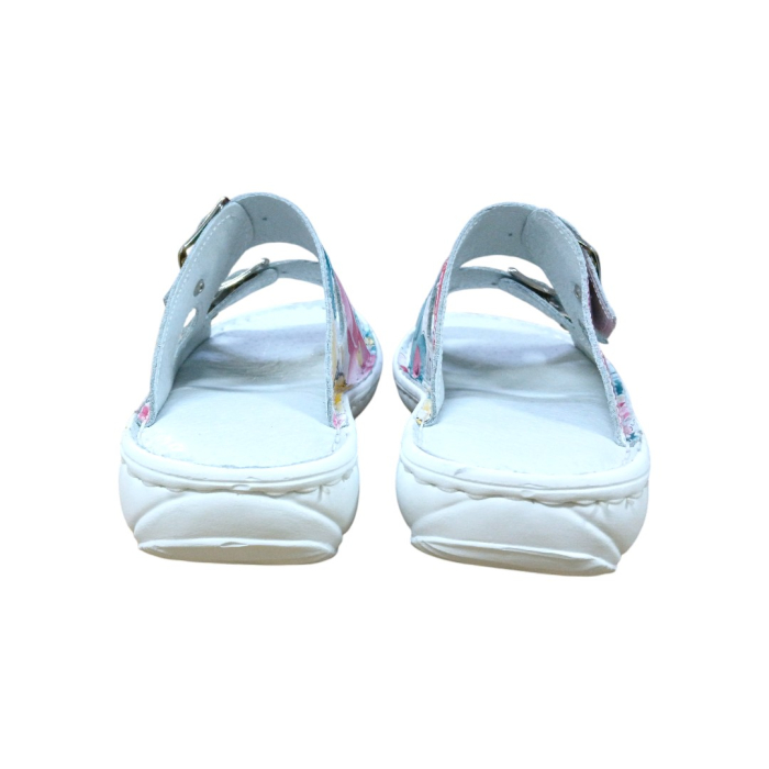 Papuci damă din piele cu catarame și imprimeu floral-729 [4]