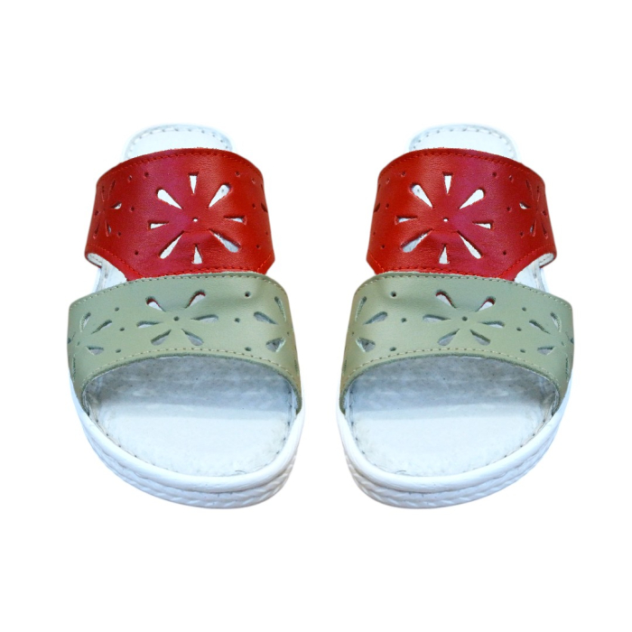 Papuci Dama din Piele Naturală 5202 rosu-fistic [4]