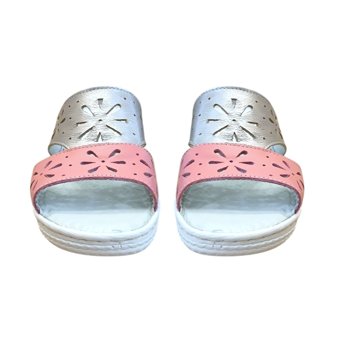 Papuci Dama din Piele Naturală 5202 roz-argintiu [3]