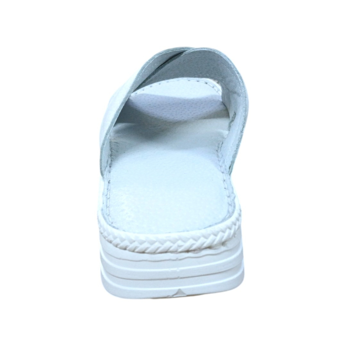 Papuci Damă din Piele Naturală Soft-touch alb bizonat [4]