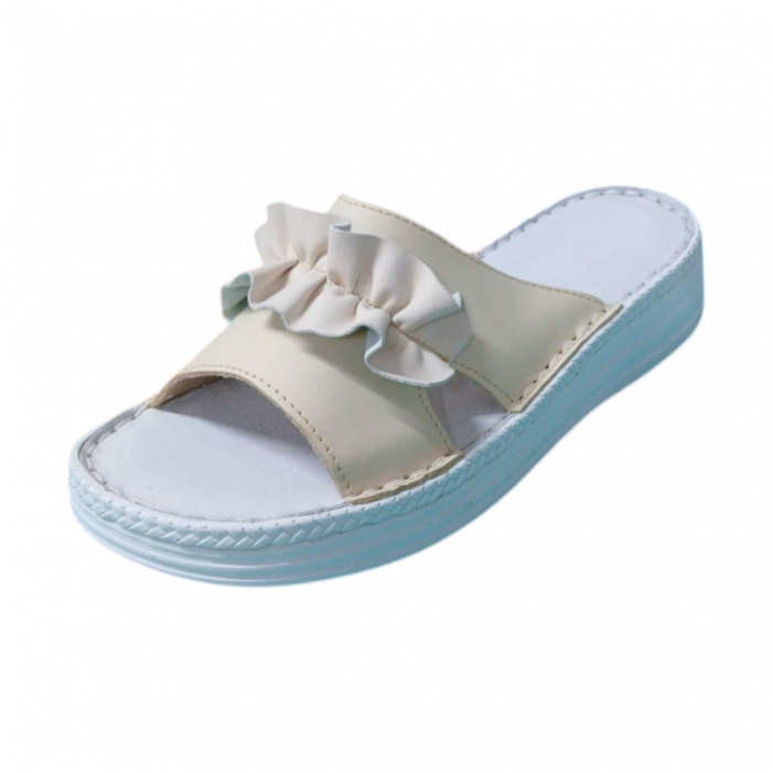 Papuci femei piele naturala 410 crem [1]