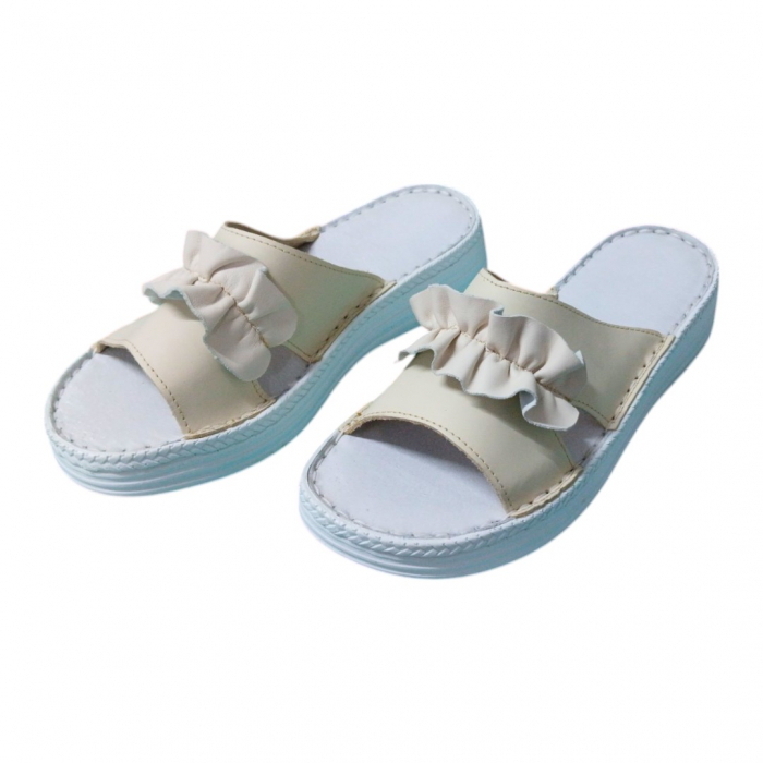 Papuci femei piele naturala 410 crem [3]