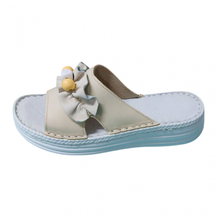 Papuci femei piele naturala 411 crem [2]