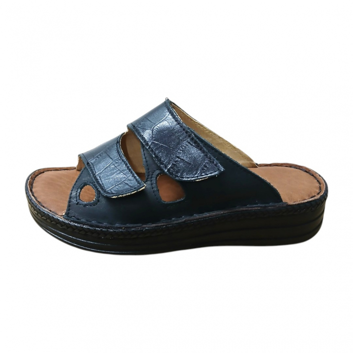 Papuci femei piele naturala 430 negru croco [2]