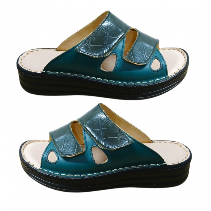 Papuci femei piele naturala 430 verde croco [2]
