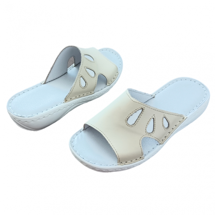 Papuci femei piele naturala 451 crem [3]