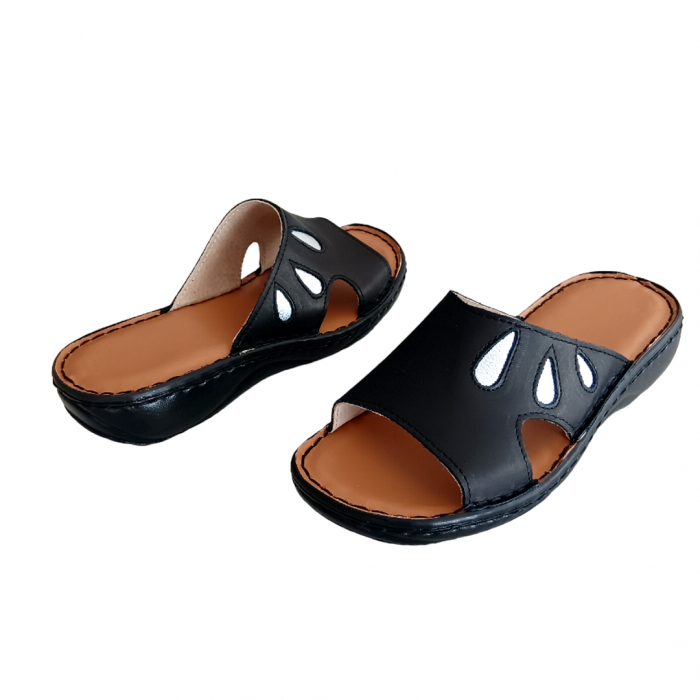 Papuci femei piele naturala 451 negru [2]