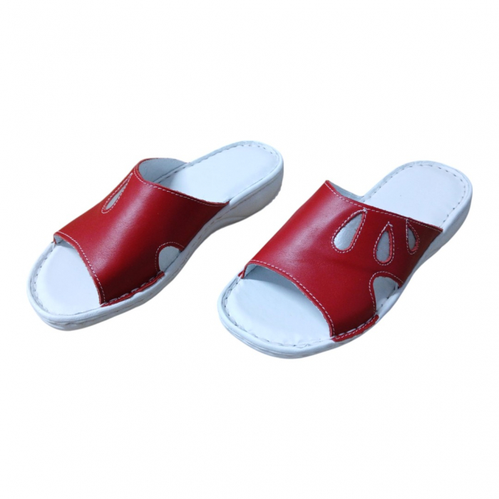 Papuci femei piele naturala 451 rosu [3]