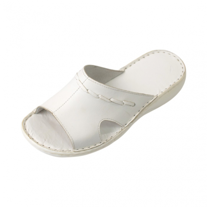 Papuci femei piele naturala 700 alb [1]