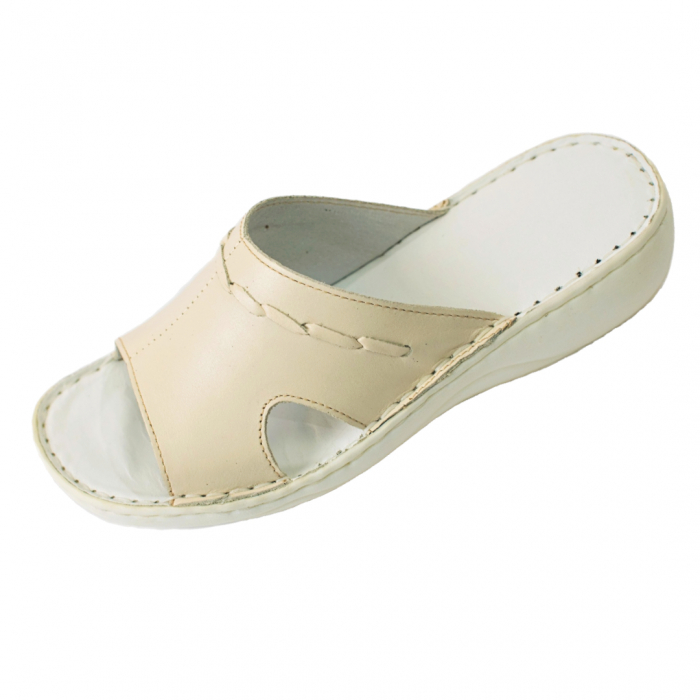 Papuci femei piele naturala 700 crem [1]