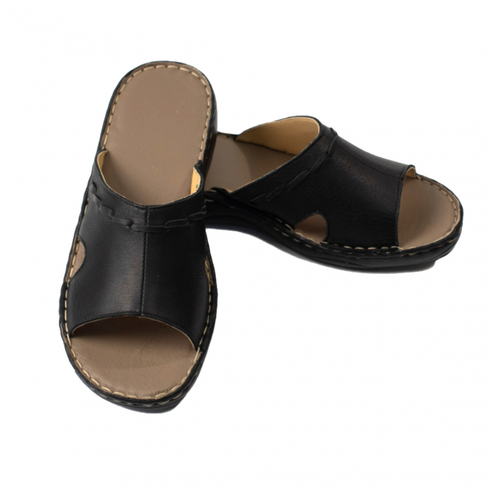 Papuci femei piele naturala 700 negru [2]