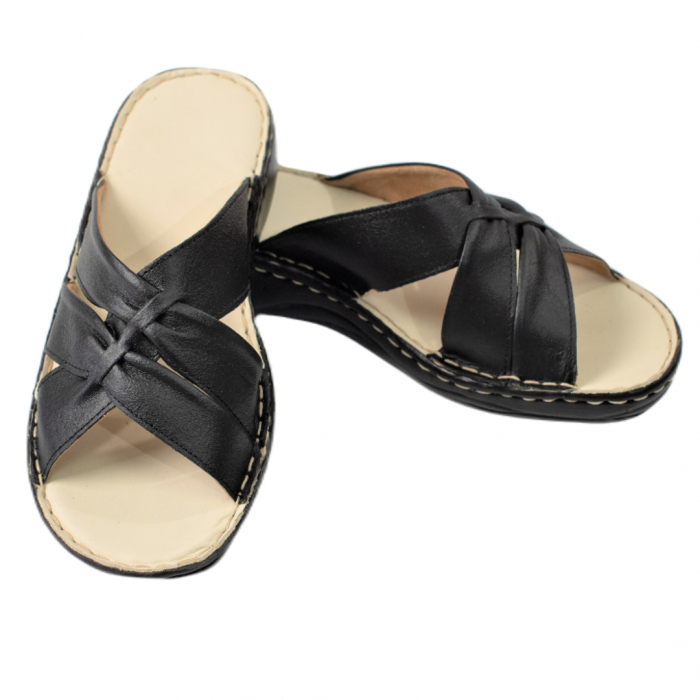 Papuci femei piele naturala 720 negru [1]