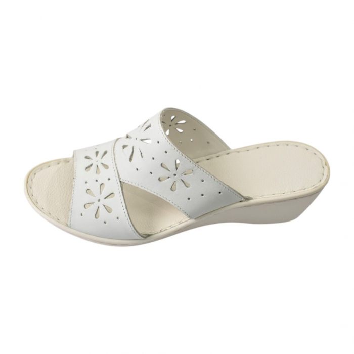 Papuci femei piele talpa ortopedica 5202 alb [1]