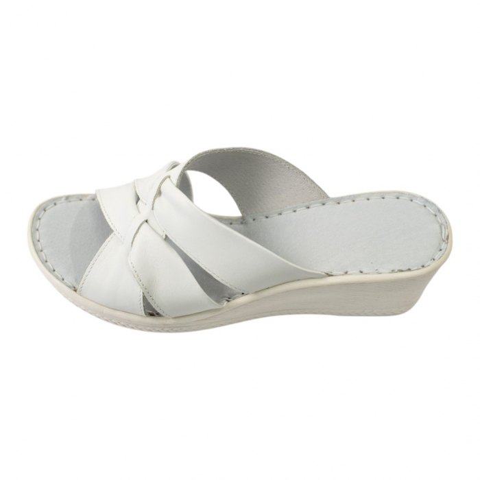 Papuci femei piele talpa ortopedica 620 alb [2]