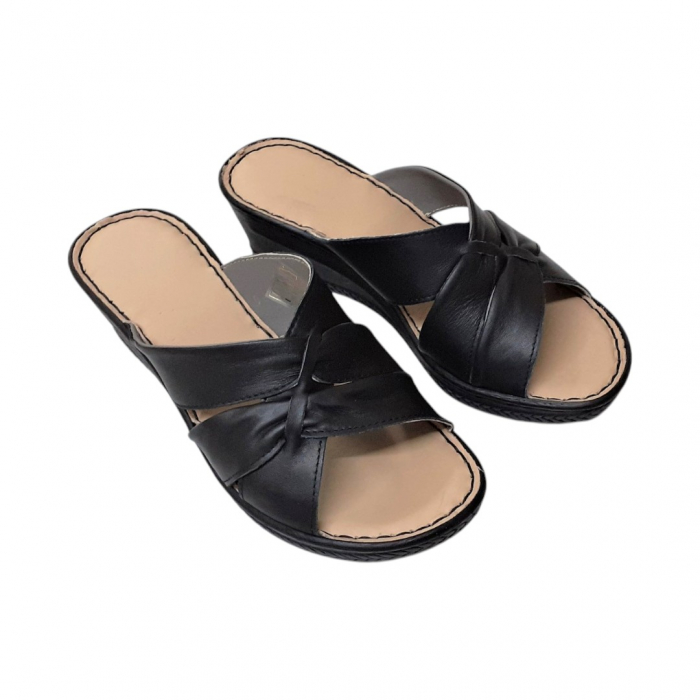 Papuci femei piele talpa ortopedica 620 negru [3]