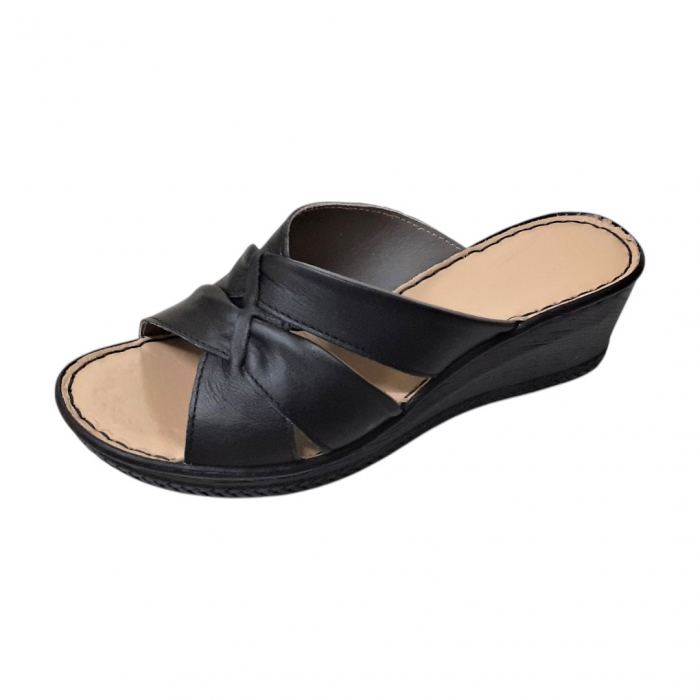 Papuci femei piele talpa ortopedica 620 negru [1]