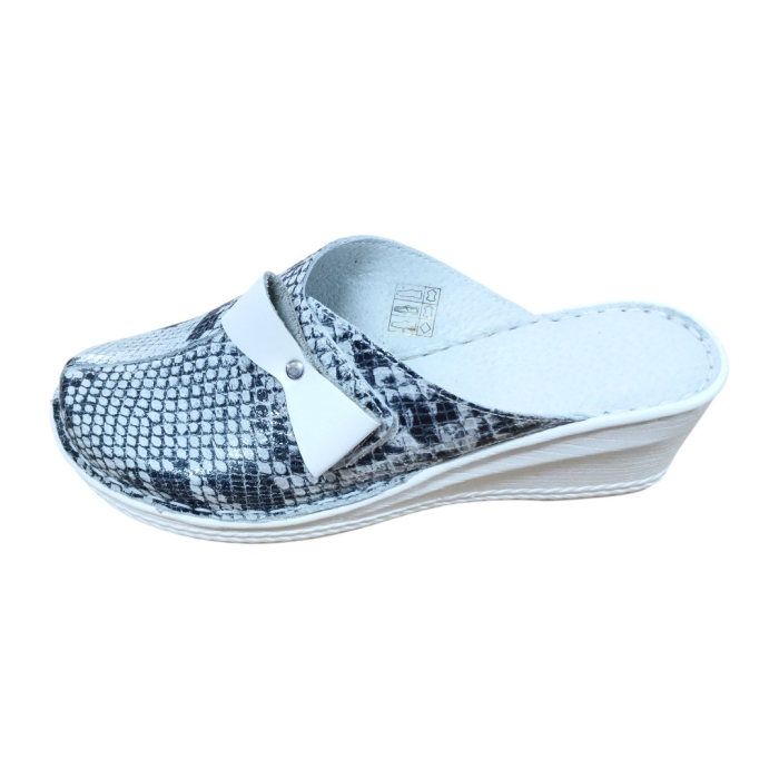 Saboti Damă din Piele Naturală 6015– Imprimeu Șarpe Gri [2]