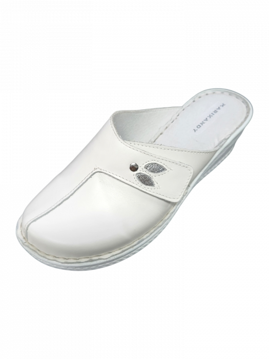 Saboti dama piele cu talpa ortopedica 6014-alb [2]