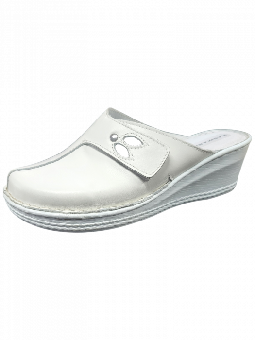 Saboti dama piele cu talpa ortopedica 6014-alb [1]