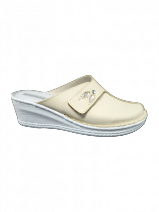 Saboti dama piele cu talpa ortopedica 6014-crem [3]