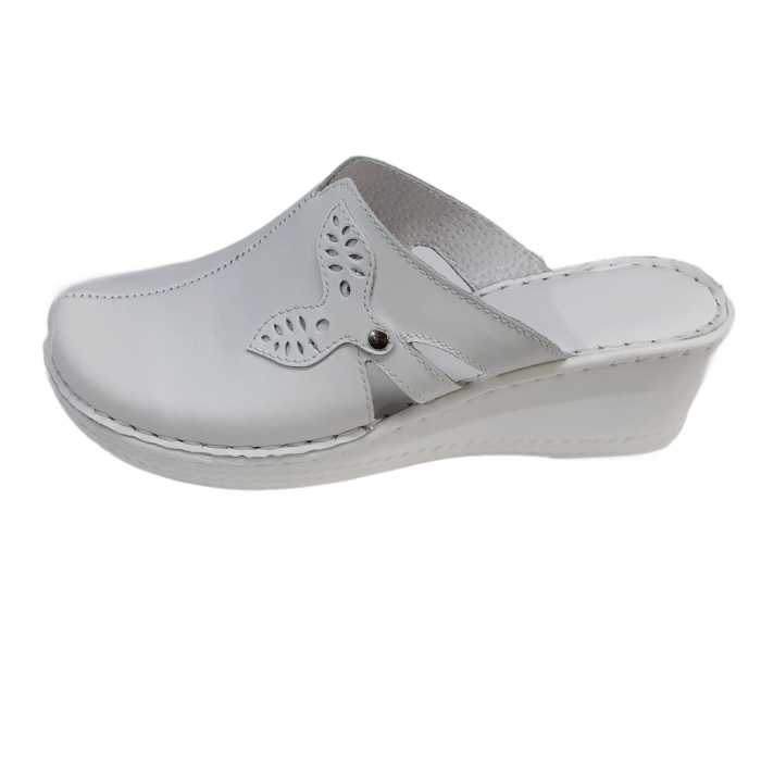 Saboti femei piele cu talpa ortopedica 5013-alb [1]