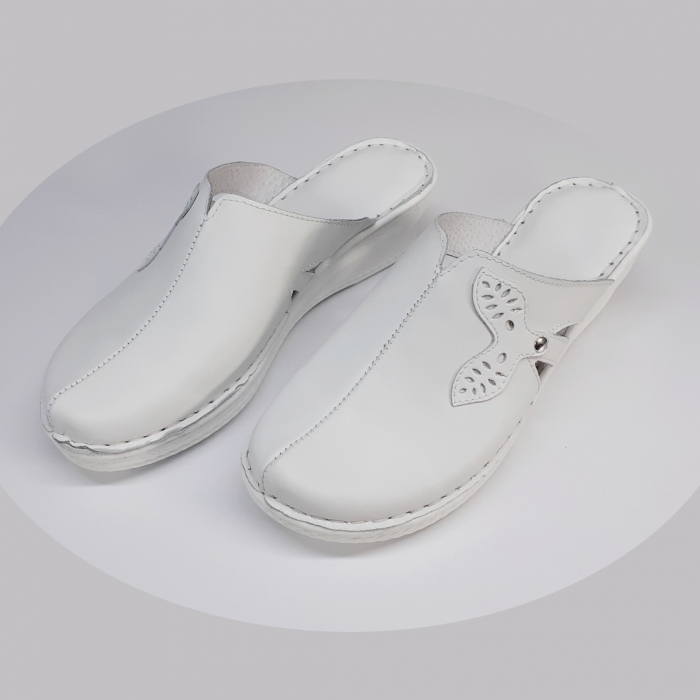 Saboti femei piele cu talpa ortopedica 5013-alb [3]