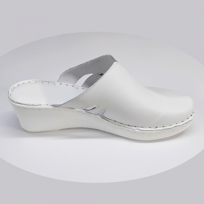 Saboti femei piele cu talpa ortopedica 5013-alb [2]