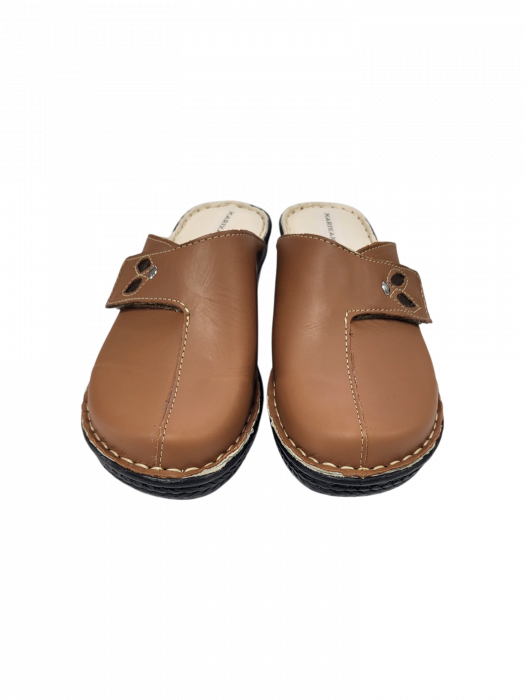 Saboti femei piele cu talpa ortopedica 6014-camel [2]