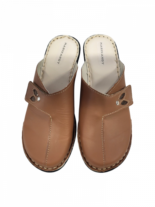 Saboti femei piele cu talpa ortopedica 6014-camel [3]