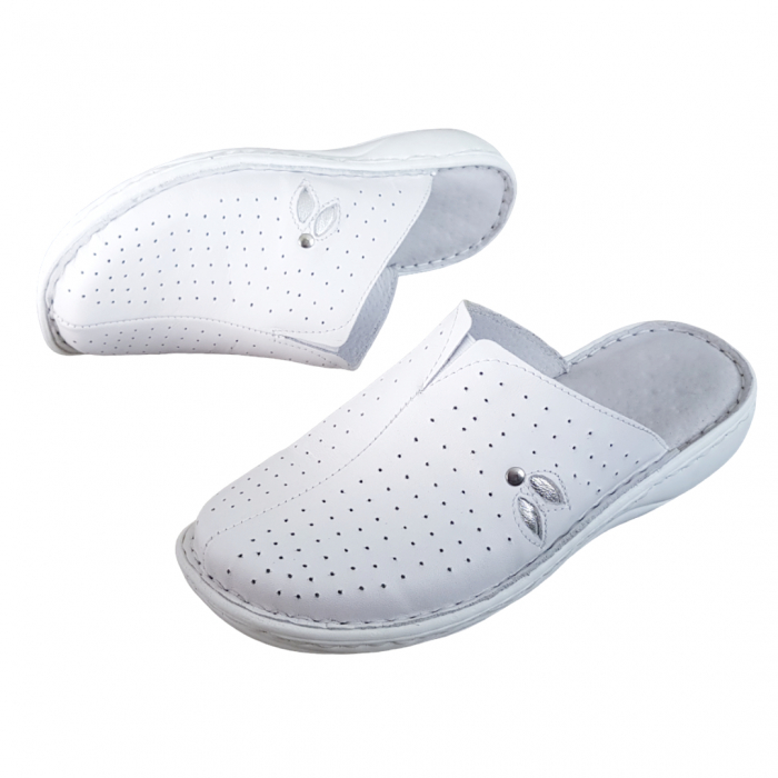 Saboti femei piele naturala 3061 alb [3]