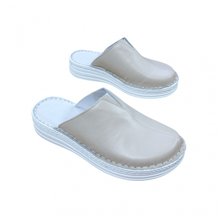 Saboti femei piele naturala 4006 crem [2]