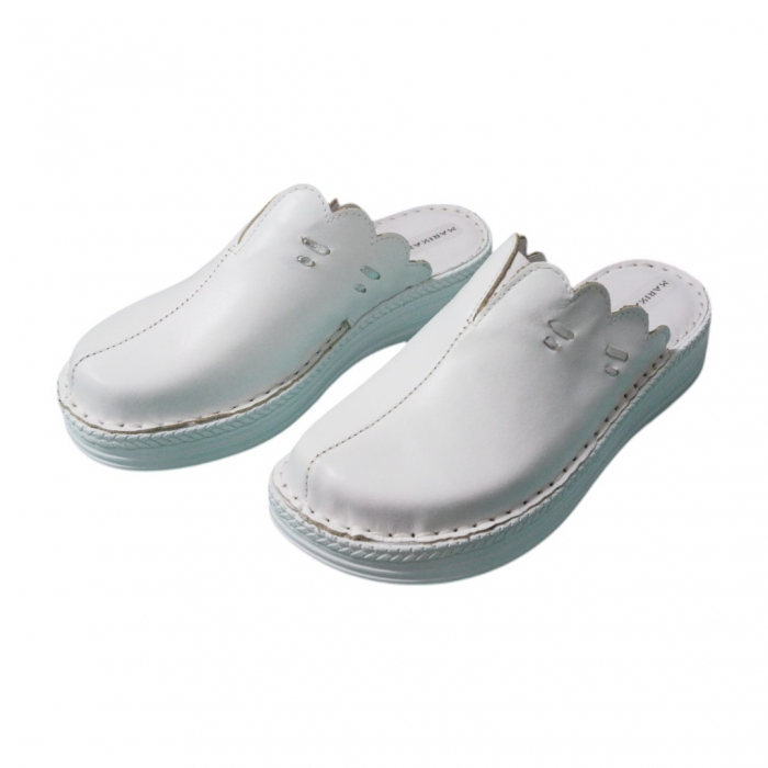 Saboti femei piele naturala 4061 alb [3]