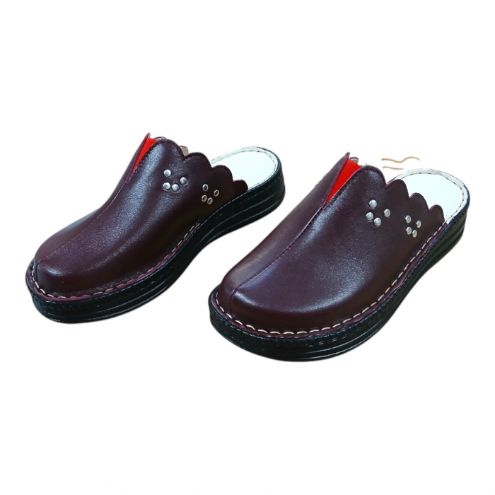 Saboti femei piele naturala 4062 bordo [3]