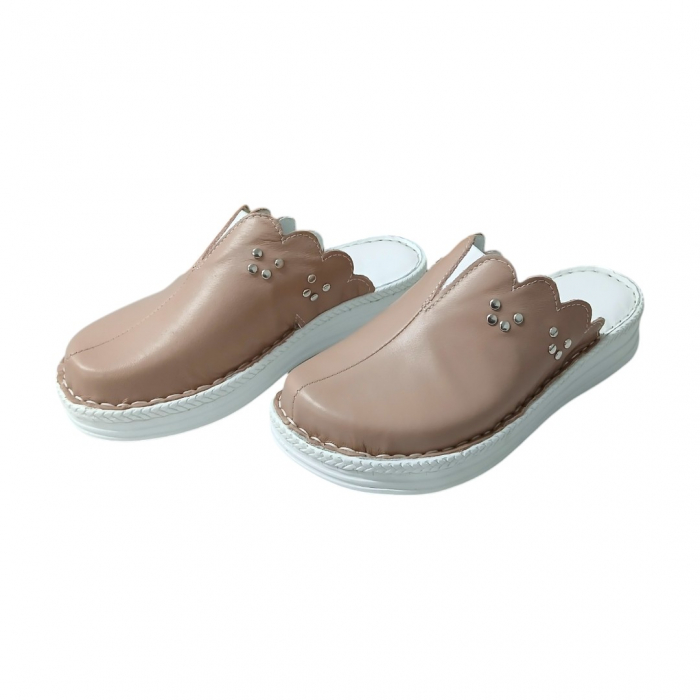 Saboti femei piele naturala 4062 pudra [3]