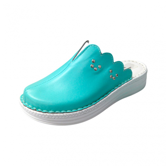 Saboti femei piele naturala 4062 turcoaz [1]