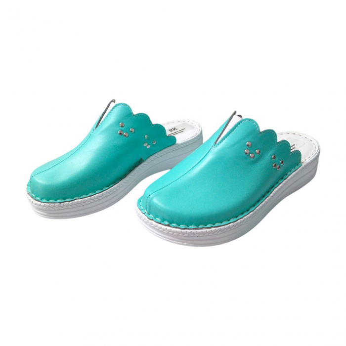 Saboti femei piele naturala 4062 turcoaz [3]