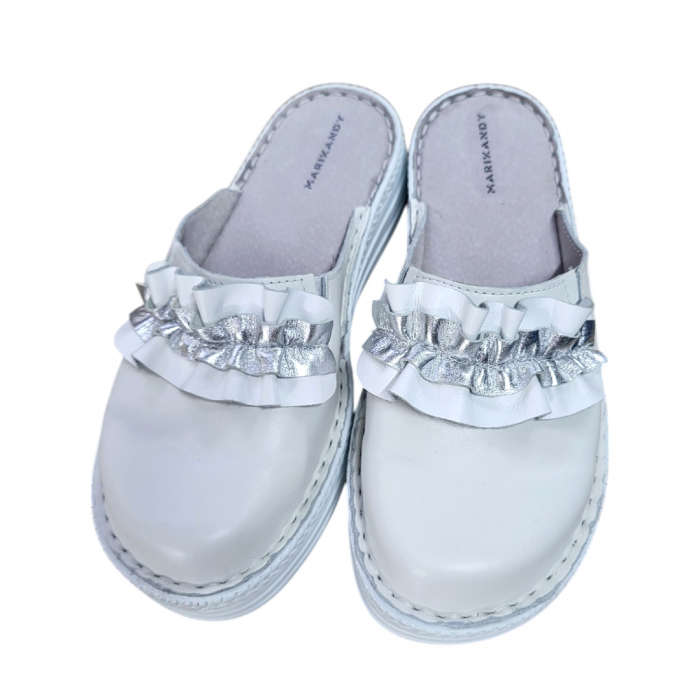 Saboti femei piele naturala 4500 alb [2]