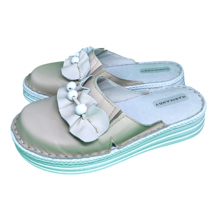 Saboti femei piele naturala 4505 crem [3]