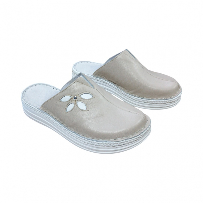 Saboti femei piele naturala 4610 crem [3]