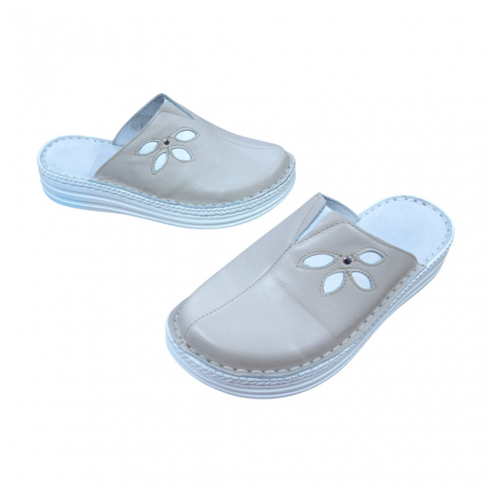 Saboti femei piele naturala 4610 crem [2]