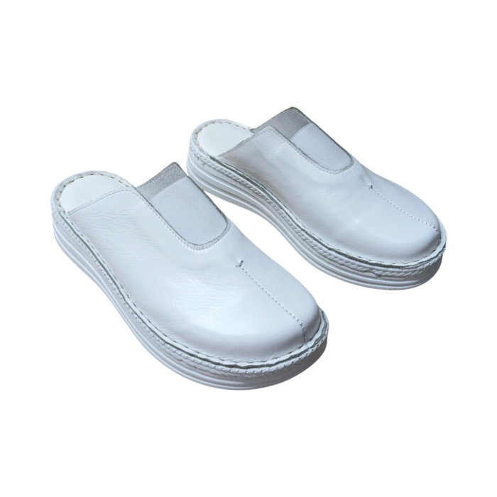 Saboti femei piele pentru picior lat 4005 alb [4]