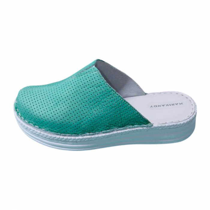 Saboti femei piele perforata 7011 turcoaz [2]