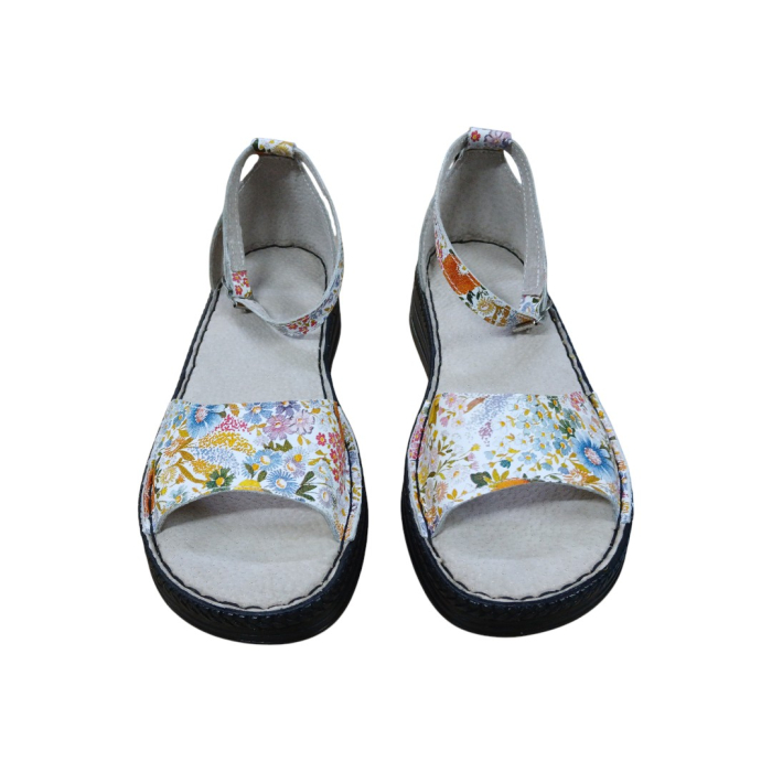 Sandale damă din piele cu baretă și imprimeu floral-Regina [3]