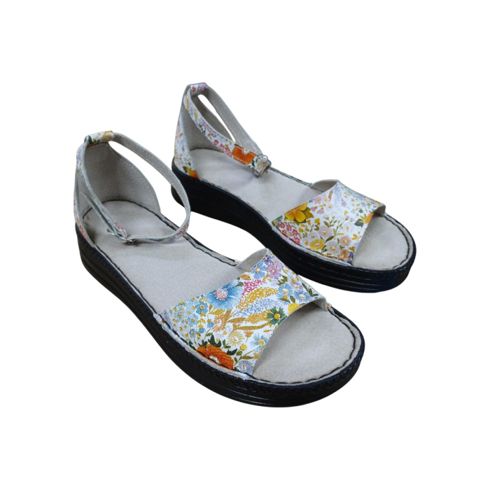 Sandale damă din piele cu baretă și imprimeu floral-Regina [2]