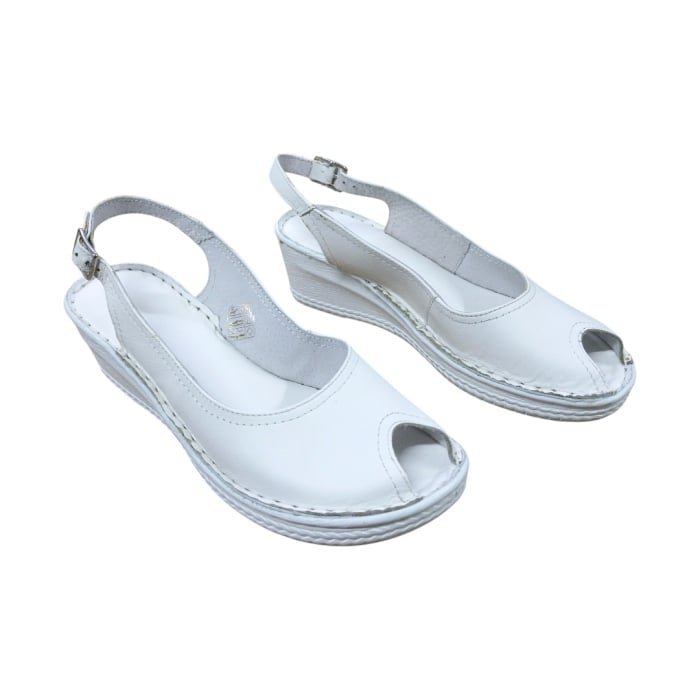 Sandale Femei din Piele Naturală Albă-Vârf Decupat [3]