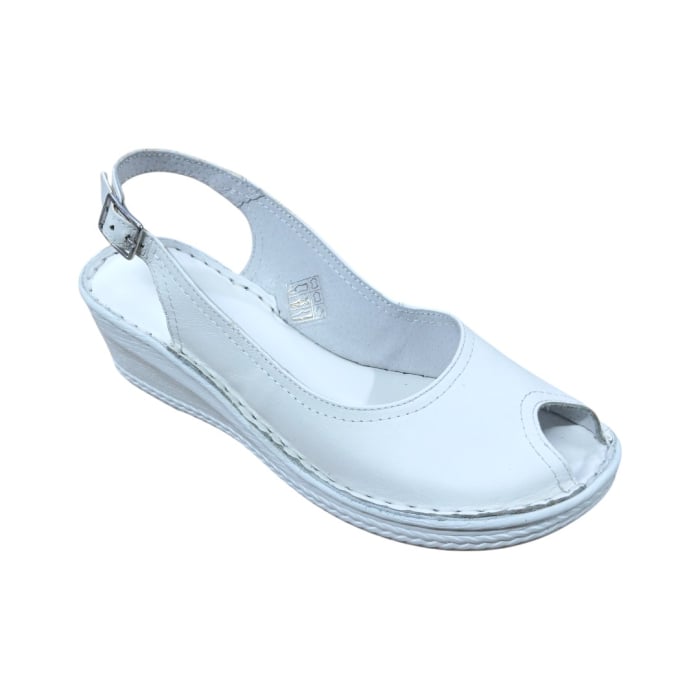Sandale Femei din Piele Naturală Albă-Vârf Decupat [1]